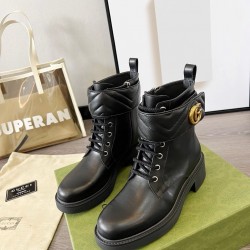 GUCCI ANKLE BOOT WITH DOUBLE G 36-41 Black Leather