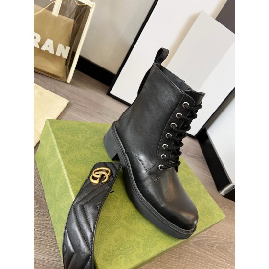 GUCCI ANKLE BOOT WITH DOUBLE G 36-41 Black Leather