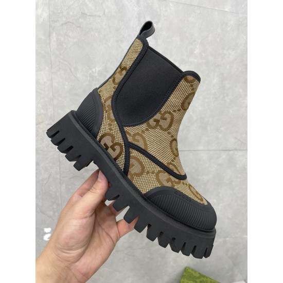 GUCCI GG CANVAS ANKLE BOOT 36-46 Brown 