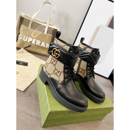 GUCCI ANKLE BOOT WITH DOUBLE G 36-41 Canvas 