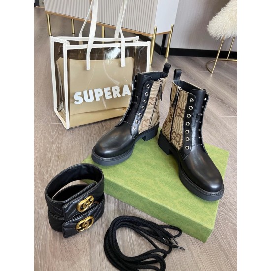 GUCCI ANKLE BOOT WITH DOUBLE G 36-41 Canvas 