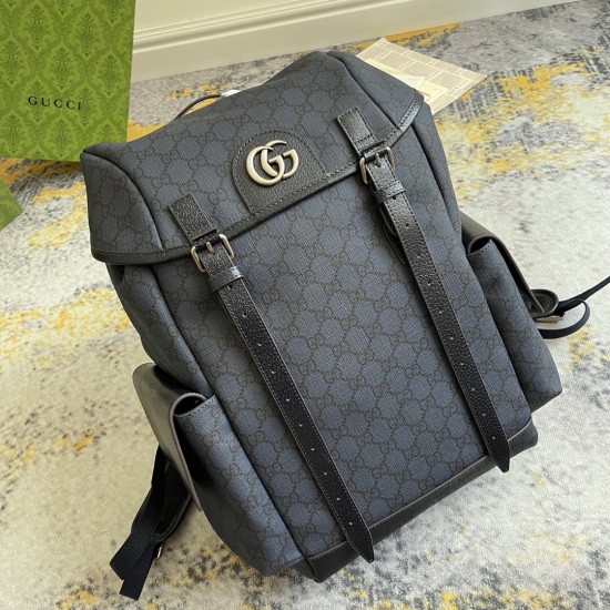 GUCCI OPHIDIA GG MEDIUM BACKPACK 598140 Blue and black GG Supreme canvas