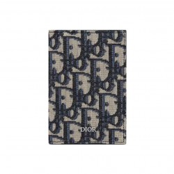 DIOR BI-FOLD CARD HOLDER CH16 Beige and Black Dior Oblique Jacquard