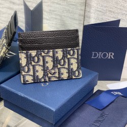 DIOR CARD HOLDER H135 Beige and Black Dior Oblique