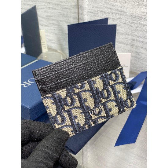 DIOR CARD HOLDER H135 Beige and Black Dior Oblique