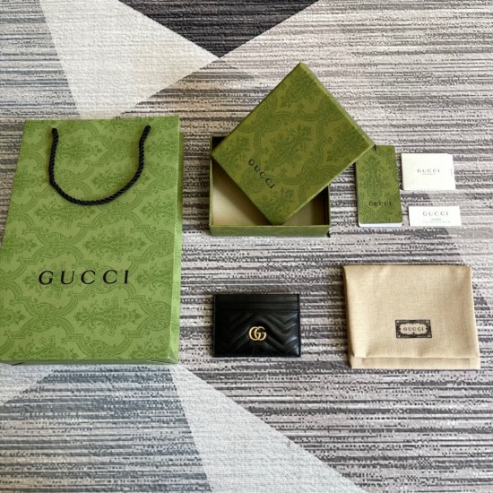 GUCCI GG MARMONT CARD CASE 443127 Black leather