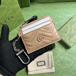 GUCCI GG MARMONT KEYCHAIN WALLET 627064 Dusty pink leather