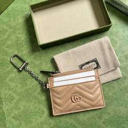 GUCCI GG MARMONT KEYCHAIN WALLET 627064 Dusty pink leather