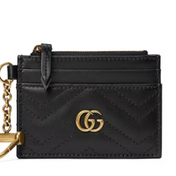 GUCCI GG MARMONT KEYCHAIN WALLET 627064 Black leather
