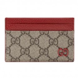 GUCCI CARD CASE WITH GG DETAIL 768248 Beige and ebony Supreme