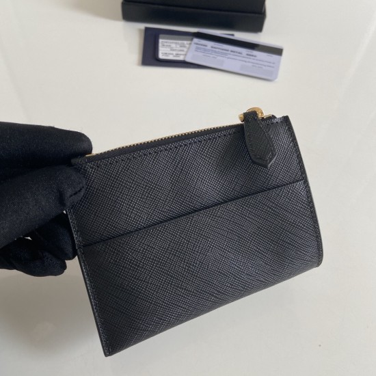 PRADA Saffiano Leather Card Holder 1MC026 Black & Gold