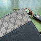 GUCCI POUCH WITH CUT-OUT INTERLOCKING G 723320 Beige and ebony GG Supreme canvas