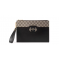 GUCCI POUCH WITH CUT-OUT INTERLOCKING G 723320 Beige and ebony GG Supreme canvas