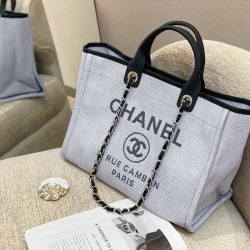 CHANEL LARGE TOTE A66941 Gray Light gray 