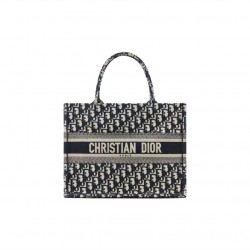 DIOR MEDIUM DIOR BOOK TOTE 1296 Black and White Houndstooth Embroidery