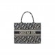 DIOR MEDIUM DIOR BOOK TOTE 1296 Black and White Houndstooth Embroidery