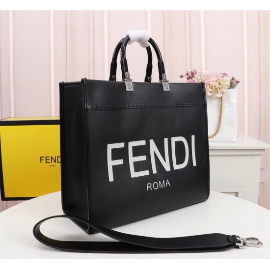 Fendi Sunshine Medium Black leather shopper 8BH386 