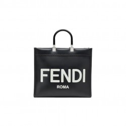 Fendi Sunshine Medium Black leather shopper 8BH386 