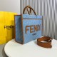 Fendi Sunshine Medium Light blue denim shopper bag 8BH386