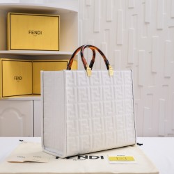 Fendi Sunshine Medium White leather shopper 8BH386 
