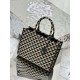 PRADA Large Prada Symbole embroidered fabric handbag 1BA356 Black/Beige