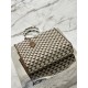 PRADA Large Prada Symbole embroidered fabric handbag 1BA356 Beige/Chalk White