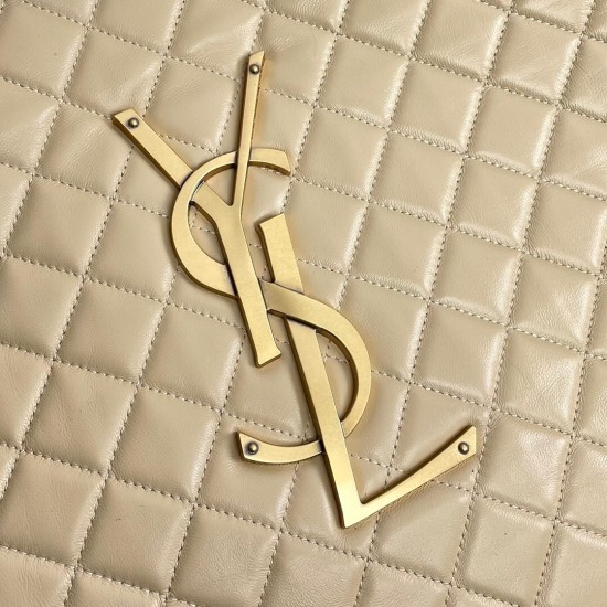 YSL ICARE MAXI SHOPPING BAG IN QUILTED LAMBSKIN 698651 Dark Beige
