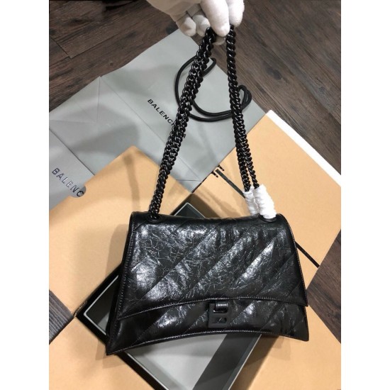 Balenciaga CRUSH MEDIUM CHAIN BAG QUILTED IN BLACK 716393