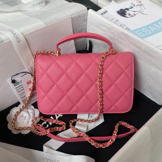 CHANEL MINI FLAP BAG WITH TOP HANDLE AS4284 Pink