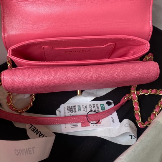 CHANEL MINI FLAP BAG WITH TOP HANDLE AS4284 Pink