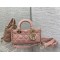 Dior LADY D-JOY Melocoton Pink Glossy Iridescent Cannage Calfskin Shoulder Bags