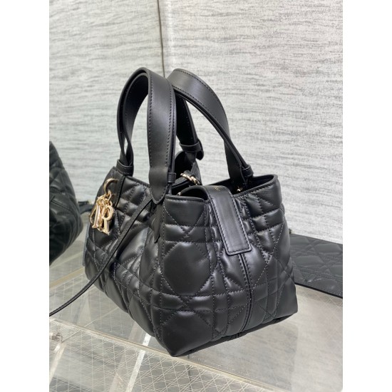 Dior SMALL TOUJOURS BAG  Black Macrocannage Calfskin Shoulder Bags for Women