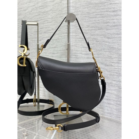 Dior Saddle Black Grained Calfskin Shoulder Bags for Women