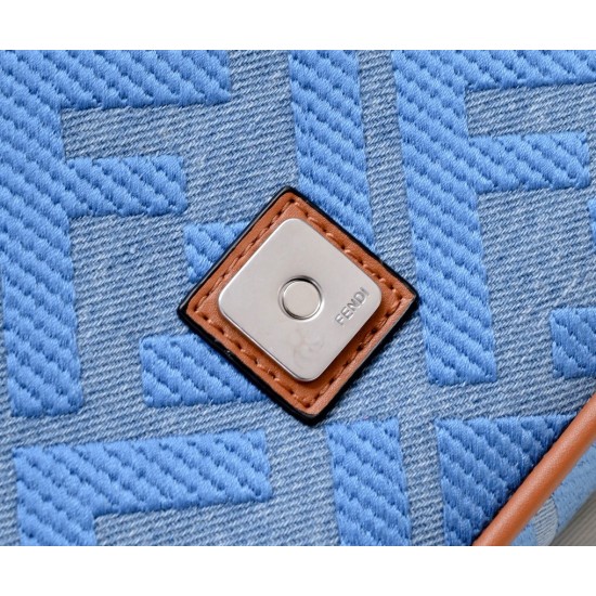 Fendi Baguette Light blue denim bag with FF embroidery 8BR600