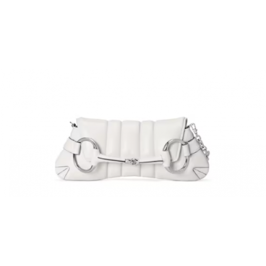 GUCCI HORSEBIT CHAIN MEDIUM SHOULDER BAG White Shoulder Bags 764255