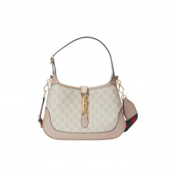 GUCCI JACKIE 1961 SMALL SHOULDER BAG 636709 Beige and white GG Supreme canvas 