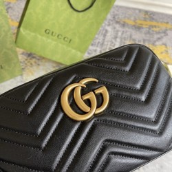 GUCCI GG MARMONT SMALL MATELASSÉ SHOULDER BAG 447632 Black leather