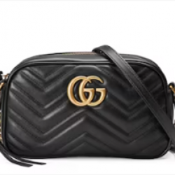 GUCCI GG MARMONT SMALL MATELASSÉ SHOULDER BAG 447632 Black leather