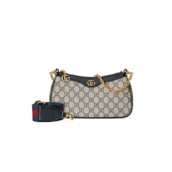 GUCCI OPHIDIA GG SMALL HANDBAG 735132 beige and blue Supreme 