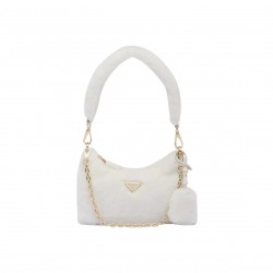 Prada Re-Edition shearling mini-bag 1BC204 White