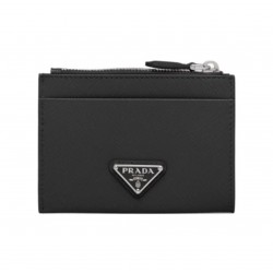 PRADA Saffiano Leather Card Holder 1MC026 Black & Silver