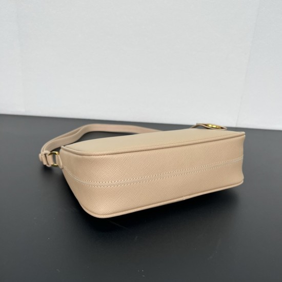 Prada Re-Edition Saffiano leather mini bag 1BC204 Cameo Beige