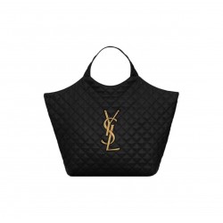 YSL ICARE MAXI SHOPPING BAG IN QUILTED LAMBSKIN 698651 Black