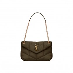 YSL PUFFER SMALL IN QUILTED NAPPA LEATHER Dark Green