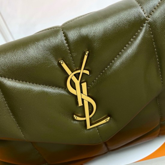 YSL PUFFER SMALL IN QUILTED NAPPA LEATHER Dark Green