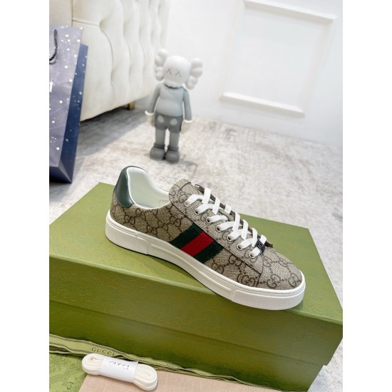 GUCCI ACE SNEAKER WITH WEB 36-45 beige and ebony Supreme