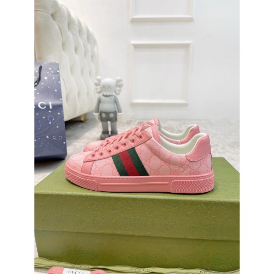 GUCCI ACE SNEAKER WITH WEB 36-45 pink GG Crystal canvas