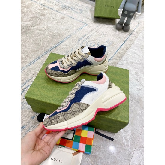 Gucci GG RHYTON SNEAKER size 36-45 Blue with Pink