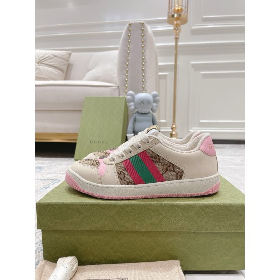 Gucci SCREENER SNEAKER WITH WEB Size 36-45 Pink