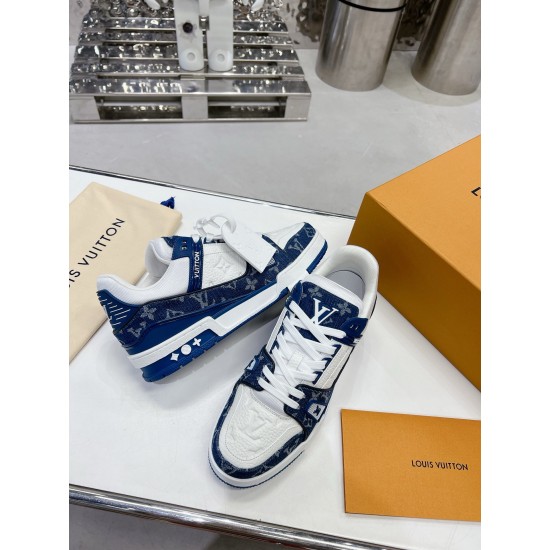 Louis Vuitton Trainers Sneaker Size 36-46 Blue Monogram